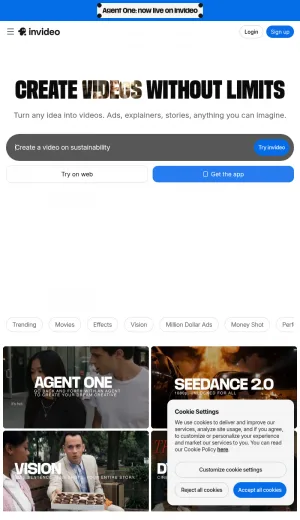 Invideo AI Video Creation and Editing Platform screenshot