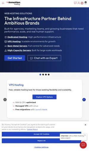 InMotion Hosting Business Web Hosting and Server Infrastructure screenshot