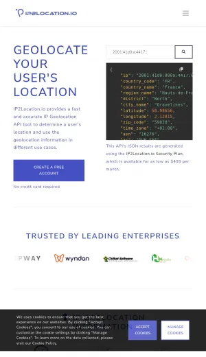 IP Geolocation and Domain WHOIS API Platform screenshot