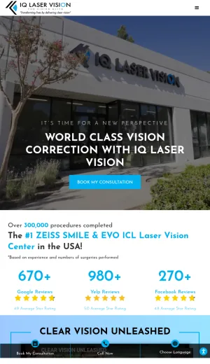 IQ Laser Vision Eye Surgery and Vision Correction Clinic screenshot