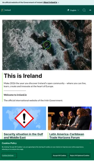 Official Irish Government Portal for Travel, Study, Trade and Culture screenshot
