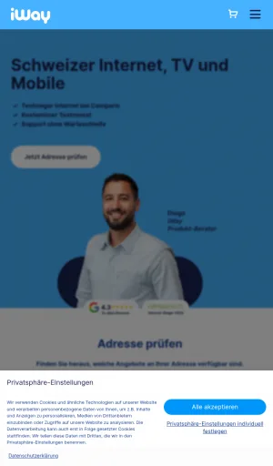 iWay Swiss Internet, TV, Mobile, Hosting and Datacenter Services screenshot