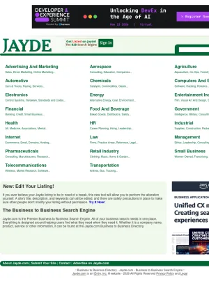 Jayde B2B Company and Industry Search screenshot