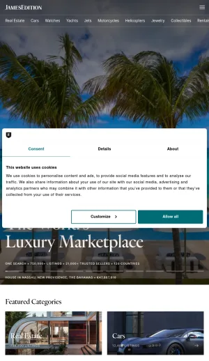JamesEdition Luxury Marketplace for Property, Cars, and Yachts screenshot