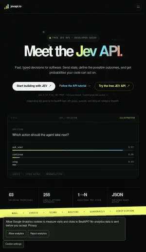 Jev API Developer Guide for Typed Decision Making screenshot