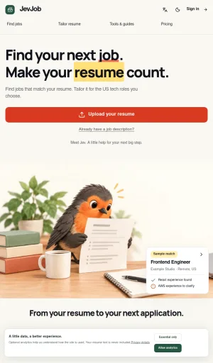 JevJob Resume Matching and Job Application Platform screenshot