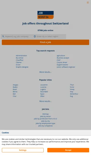 JobScout24 Switzerland Jobs and Apprenticeships Portal screenshot