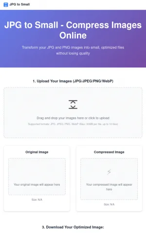 JPG to Small Online Image Compressor screenshot