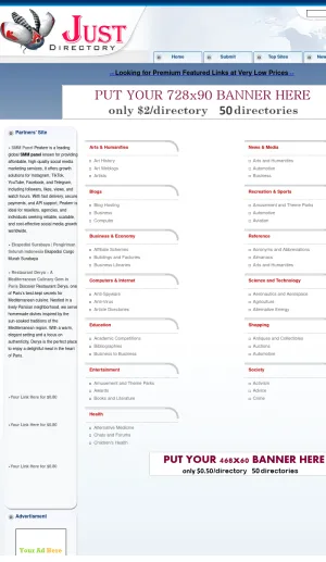 Just Directory.org Web Directory and Link Listings screenshot