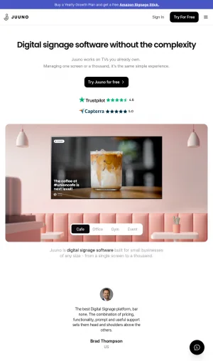 Juuno Digital Signage Platform for Screen Management screenshot