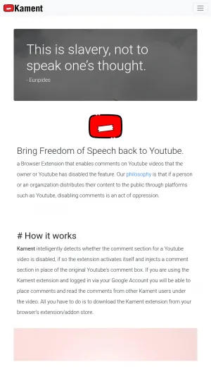 Kament Browser Extension for YouTube Comments screenshot