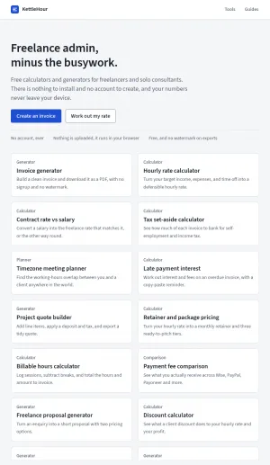 KettleHour Freelance Admin Tools screenshot