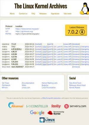 The Linux Kernel Archives screenshot