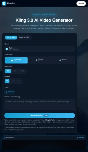 Kling 3.0 AI Video Generator screenshot