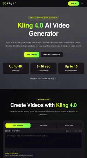 Kling 4.0 AI Video Generator screenshot