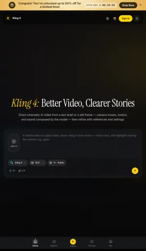 Kling 4 AI Cinematic Video Generator screenshot