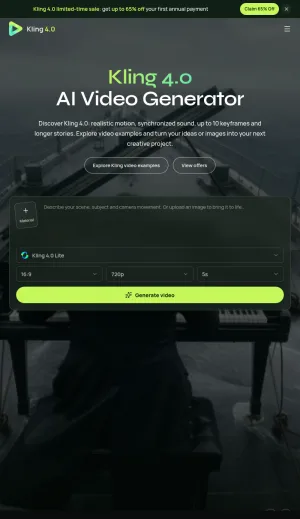 Kling 4.0 AI Video Generation Tool screenshot