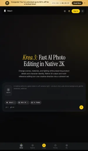 Krea 3 AI Image Editing and Generation Tool screenshot