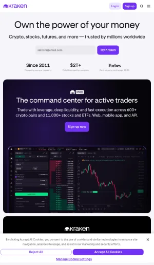 Kraken Crypto Trading and Storage Platform screenshot