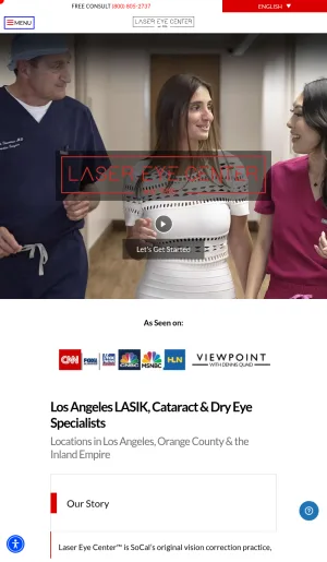 Laser Eye Center Southern California Vision Correction and Eye Care screenshot