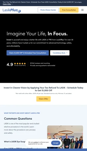 LasikPlus Laser Vision Correction and Eye Surgery screenshot