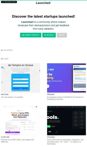 Launched: New Startup and Product Discovery Community screenshot
