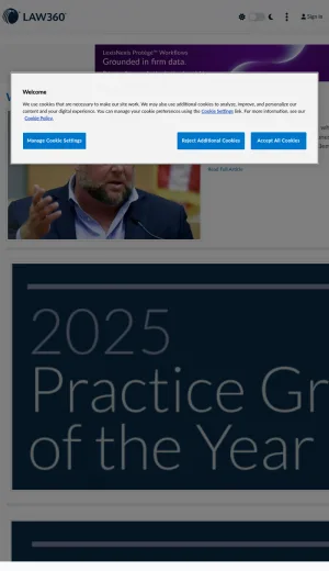 Law360 Legal News and Analysis screenshot