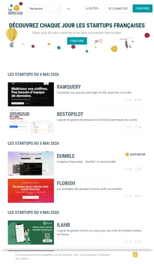 Les Pepites Tech French Startup Directory and Tech News screenshot
