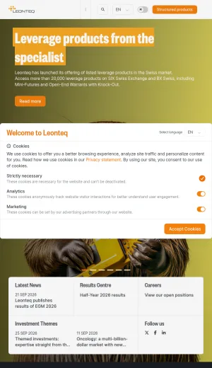 Leonteq LYNQS Live Demo Registration screenshot