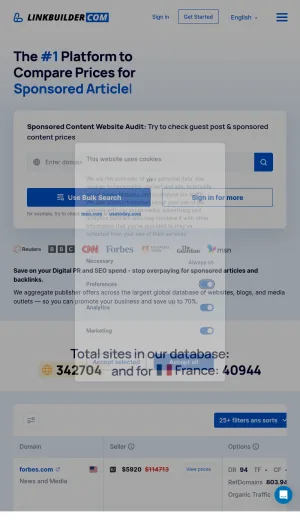 Guest Post and Sponsored Content Price Comparison screenshot