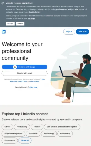 LinkedIn Professional Networking and Career Platform screenshot