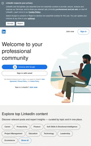 LinkedIn Professional Networking and Career Development Platform screenshot