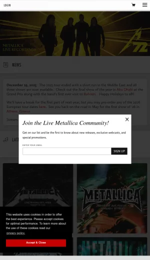 Live Metallica Concert Downloads and Streaming screenshot