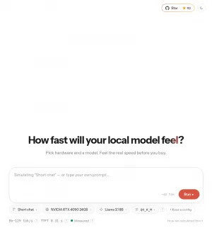 LLM Speed Estimates for Local Model Hardware screenshot