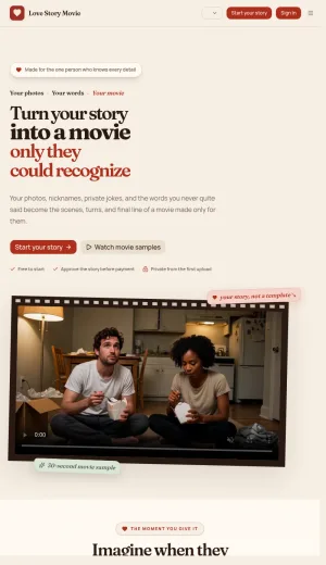 Personalized Love Story Video Creation screenshot