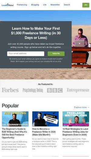 Location Rebel Freelance Writing and Blogging Business Guide screenshot
