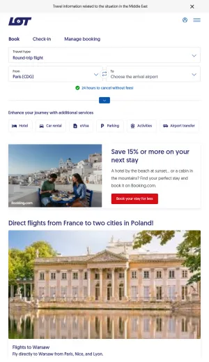LOT Airline Flights, Booking, and Passenger Services screenshot