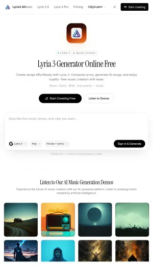 Lyria 3 AI Music Generator screenshot