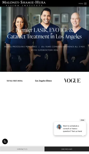 Maloney-Shamie-Hura Vision Institute screenshot