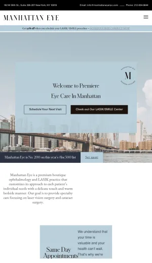 Manhattan Eye Ophthalmology and Eye Surgery in New York City screenshot
