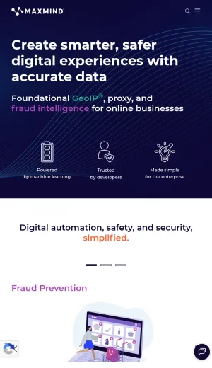 MaxMind IP Geolocation and Fraud Prevention Services screenshot