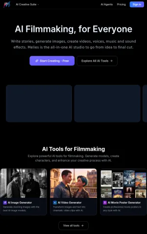 Melies AI Filmmaking Studio screenshot
