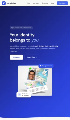 Memdeklaro: Open Source Identity Self-Declaration Tool screenshot