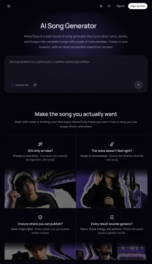 MemoTune AI Song Generator and Music Creation Tools screenshot