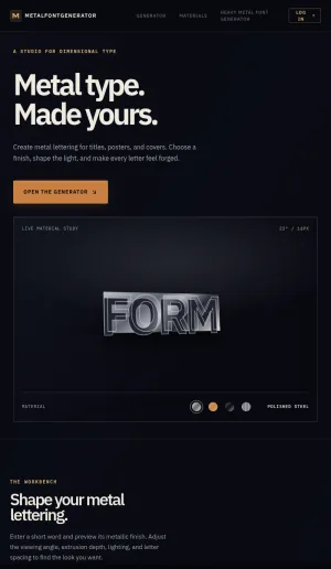 Metal Font Generator for 3D Metallic Text Effects screenshot