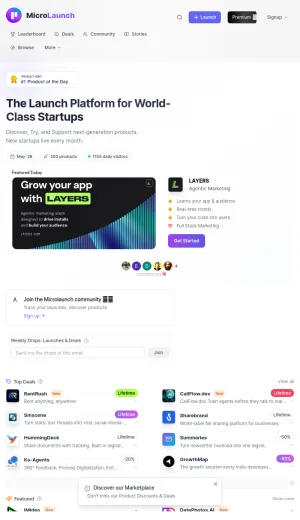 Microlaunch Startup Launch and Product Discovery Platform screenshot