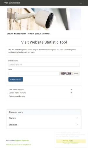 Website and Domain Statistics Lookup Tool screenshot