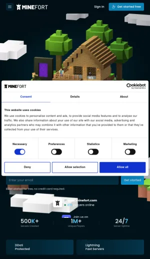 Minefort Minecraft Server Hosting and Management screenshot