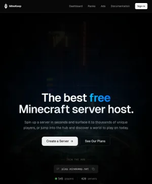 MineKeep Free Minecraft Server Hosting screenshot