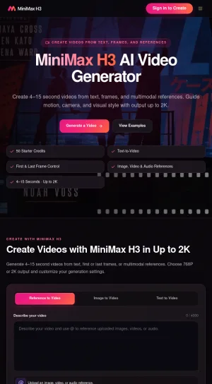 MiniMax H3 AI Video Generator screenshot